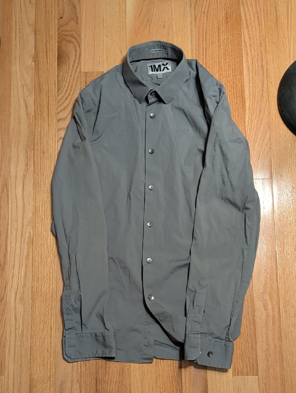 Express 1MX Fitted Gray Dress Shirt